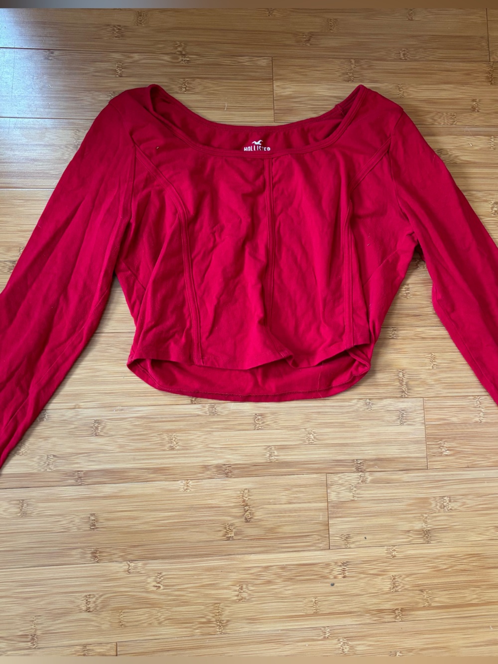 Hollister Red Long Sleeve Corset Baby Tee size XL